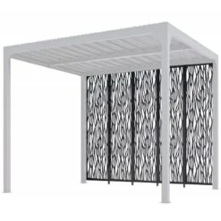 5 Panneaux Moucharabieh En Acier époxy Gris Pour Côté 3,60m De La Pergola Bioclimatique Alu 10,80m² Habrita