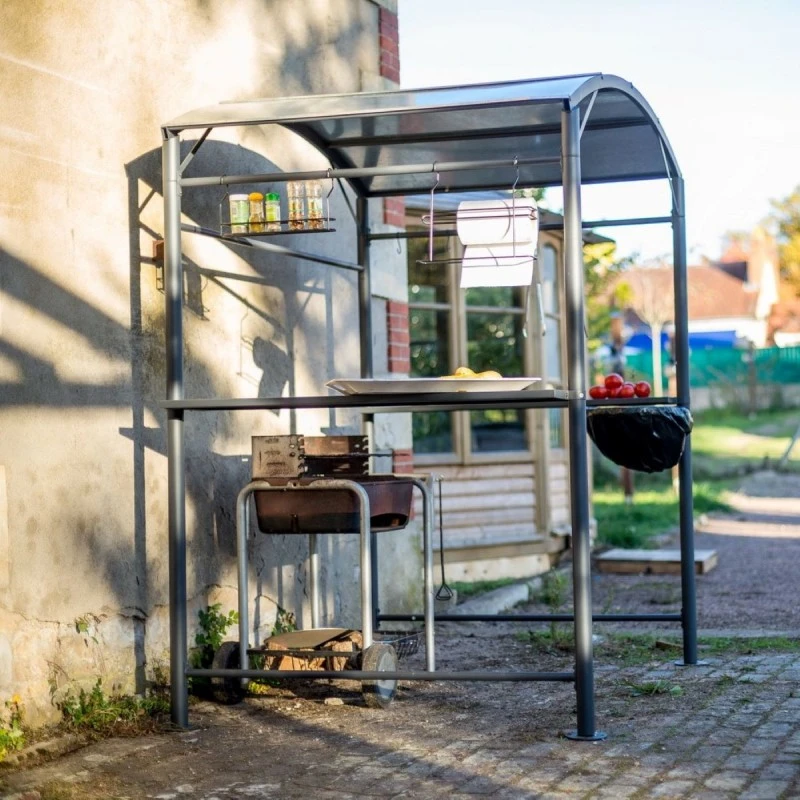 Abri Barbecue En Acier Epoxy Gris 3,37m² HABRITA 4 Abri Barbecue En Acier Epoxy Gris 3,37m² HABRITA – Image 2