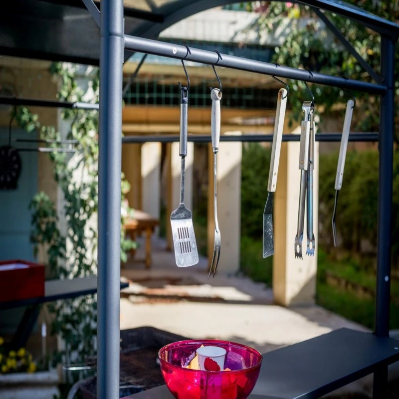 Abri Barbecue En Acier Epoxy Gris 3,37m² HABRITA 8 Abri Barbecue En Acier Epoxy Gris 3,37m² HABRITA – Image 6