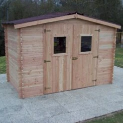 Abri De Jardin En Douglas DALIA 5,24m² Madriers 20mm + Couverture Onduline - HABRITA -Boutique De Jardin abri dalia 524m en madriers douglas 20mm sans plancher habrita 1 4