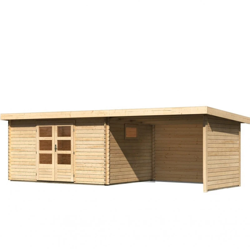 Abri De Jardin 11,49m² En Bois Massif 40mm Trittau 5 Avec Appentis 330cm, Paroi Arrière Et Latérale – Karibu 5 Abri De Jardin 11,49m² En Bois Massif 40mm Trittau 5 Avec Appentis 330cm, Paroi Arrière Et Latérale – Karibu – Image 3