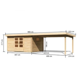 Abri De Jardin 11,49m² En Bois Massif 40mm Trittau 5 Avec Appentis 440cm – Karibu -Boutique De Jardin abri de jardin 1149m en bois massif 40mm trittau 5 avec appentis 440cm woodfeeling 2