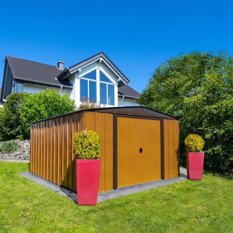 Abri De Jardin 11,58m² Toit Double Pente En Acier Galvanisé Aspect Bois Spacemaker 4 Abri De Jardin 11,58m² Toit Double Pente En Acier Galvanisé Aspect Bois Spacemaker – Image 2