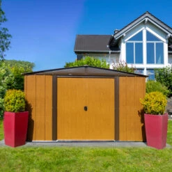 Abri De Jardin 11,58m² Toit Double Pente En Acier Galvanisé Aspect Bois Spacemaker 11 Abri De Jardin 11,58m² Toit Double Pente En Acier Galvanisé Aspect Bois Spacemaker -Boutique De Jardin abri de jardin 1158m toit double pente en acier galvanise aspect bois spacemaker 3