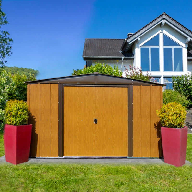 Abri De Jardin 11,58m² Toit Double Pente En Acier Galvanisé Aspect Bois Spacemaker 6 Abri De Jardin 11,58m² Toit Double Pente En Acier Galvanisé Aspect Bois Spacemaker – Image 4