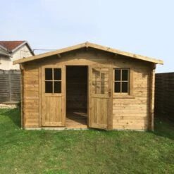 Abri De Jardin 12m² PLUS En Bois 40mm Traité Teinté Marron Gardy Shelter -Boutique De Jardin abri de jardin 12m plus en bois 40mm traite teinte marron gardy shelter 2