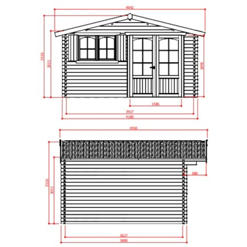 Abri De Jardin 16,22m² En Sapin Blanc FSC 40mm RIGNITZ + Shingles Rouges - SOLID 5 Abri De Jardin 16,22m² En Sapin Blanc FSC 40mm RIGNITZ + Shingles Rouges - SOLID – Image 3
