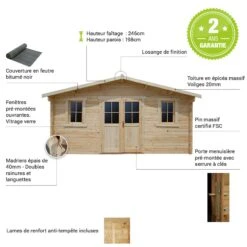 Abri De Jardin 16m² PLUS En Bois 40mm Brut Gardy Shelter 13 Abri De Jardin 16m² PLUS En Bois 40mm Brut Gardy Shelter -Boutique De Jardin abri de jardin 16m plus en bois 40mm brut gardy shelter 5