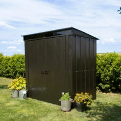 Abri De Jardin 2,55m² Monopente En Acier Galvanisé Noir Avec Toit Skylight Spacemaker