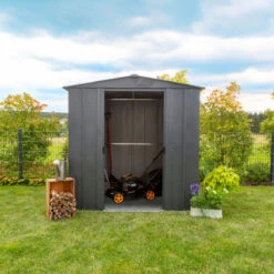 Abri De Jardin 2,5m² Toit Double Pente En Acier Galvanisé Anthracite Spacemaker -Boutique De Jardin abri de jardin 25m toit double pente en acier galvanise anthracite spacemaker 1