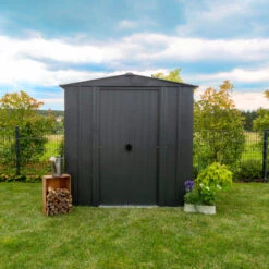 Abri De Jardin 2,5m² Toit Double Pente En Acier Galvanisé Anthracite Spacemaker -Boutique De Jardin abri de jardin 25m toit double pente en acier galvanise anthracite spacemaker 2