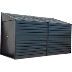 Abri De Jardin 3,5m² Adossé En Acier Galvanisé Anthracite Spacemaker -Boutique De Jardin abri de jardin 35m adosse en acier galvanise anthracite spacemaker 2