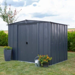 Abri De Jardin 3,65m² Toit Double Pente En Acier Galvanisé Anthracite Spacemaker -Boutique De Jardin abri de jardin 365m toit double pente en acier galvanise anthracite spacemaker 2