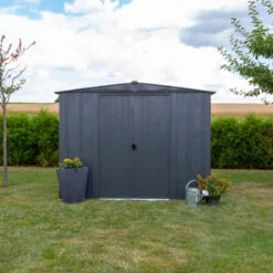 Abri De Jardin 3,65m² Toit Double Pente En Acier Galvanisé Anthracite Spacemaker -Boutique De Jardin abri de jardin 365m toit double pente en acier galvanise anthracite spacemaker 3
