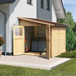 Abri De Jardin Adossé En Bois Certifié 4,18m² Bomlitz 2 - Karibu
