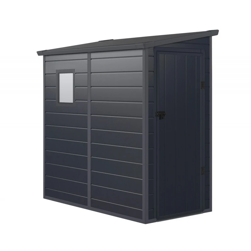 Abri De Jardin Adossé En Résine Anthracite 2,09m² + Kit De Fondation - JOBU 3 Abri De Jardin Adossé En Résine Anthracite 2,09m² + Kit De Fondation - JOBU