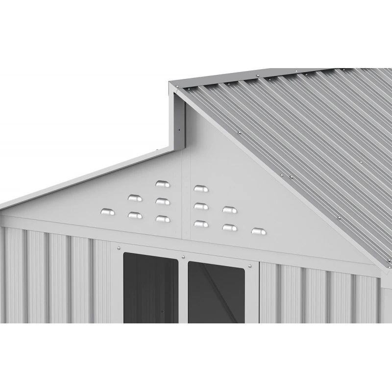 Abri De Jardin En Aluminium Gris Avec Puits De Lumière 7,27m² + Kit Fondation - DURAMAX 6 Abri De Jardin En Aluminium Gris Avec Puits De Lumière 7,27m² + Kit Fondation - DURAMAX – Image 4