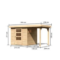 Abri De Jardin En Bois 4,62m² Freiburg 2 Avec Appentis De 1,50 M - Karibu -Boutique De Jardin abri de jardin en bois 462m freiburg 2 avec appentis de 150 m karibu 2