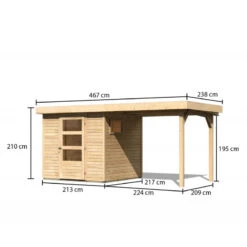 Abri De Jardin En Bois 4,62m² Freiburg 2 Avec Appentis De 2,40 M - Karibu -Boutique De Jardin abri de jardin en bois 462m freiburg 2 avec appentis de 240 m karibu 2