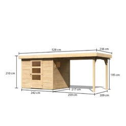 Abri De Jardin En Bois 5,25m² Avec Appentis De 2,80 M Freiburg 3 - Karibu -Boutique De Jardin abri de jardin en bois 525m avec appentis de 280 m freiburg 3 karibu 2