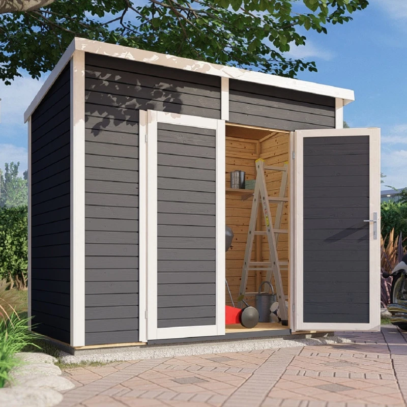 Abri De Jardin En Bois Anthracite 3,49m² Skur 2 + Plancher – Baltic 3 Abri De Jardin En Bois Anthracite 3,49m² Skur 2 + Plancher – Baltic