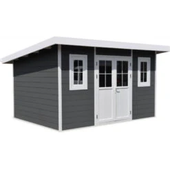 Abri De Jardin En Bois Composite 28mm Anthracite 12m² PREMIUM Toit Monopente - Woodlife Garden -Boutique De Jardin abri de jardin en bois composite 28mm anthracite 12m premium toit monopente woodlife garden 2