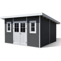Abri De Jardin En Bois Composite 28mm Anthracite 14,90m² PREMIUM Toit Plat - Woodlife Garden
