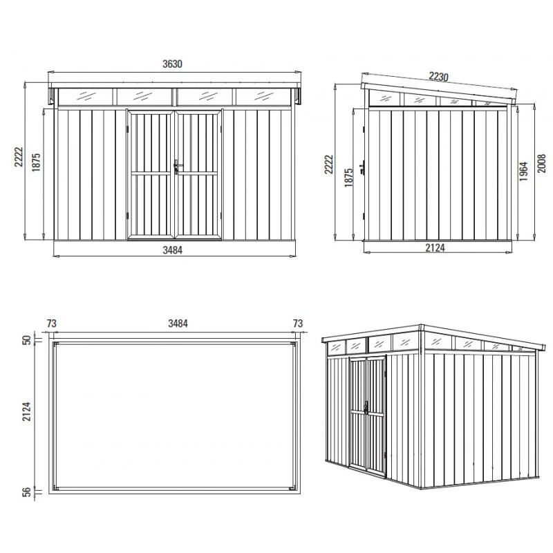 Abri De Jardin En Bois Composite 28mm Anthracite 8,09m² GORDON Skylight - Woodlife Garden 6 Abri De Jardin En Bois Composite 28mm Anthracite 8,09m² GORDON Skylight - Woodlife Garden – Image 4