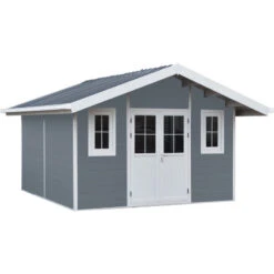 Abri De Jardin En Bois Composite 28mm Gris Clair 14,75m² PREMIUM - Woodlife Garden -Boutique De Jardin abri de jardin en bois composite 28mm gris clair 15m premium woodlife garden 2