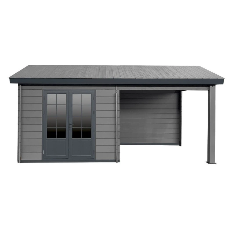 Abri De Jardin En Bois Composite Gris Foncé 9m² + 9m² Terrasse - Woodlife Garden 4 Abri De Jardin En Bois Composite Gris Foncé 9m² + 9m² Terrasse - Woodlife Garden – Image 2