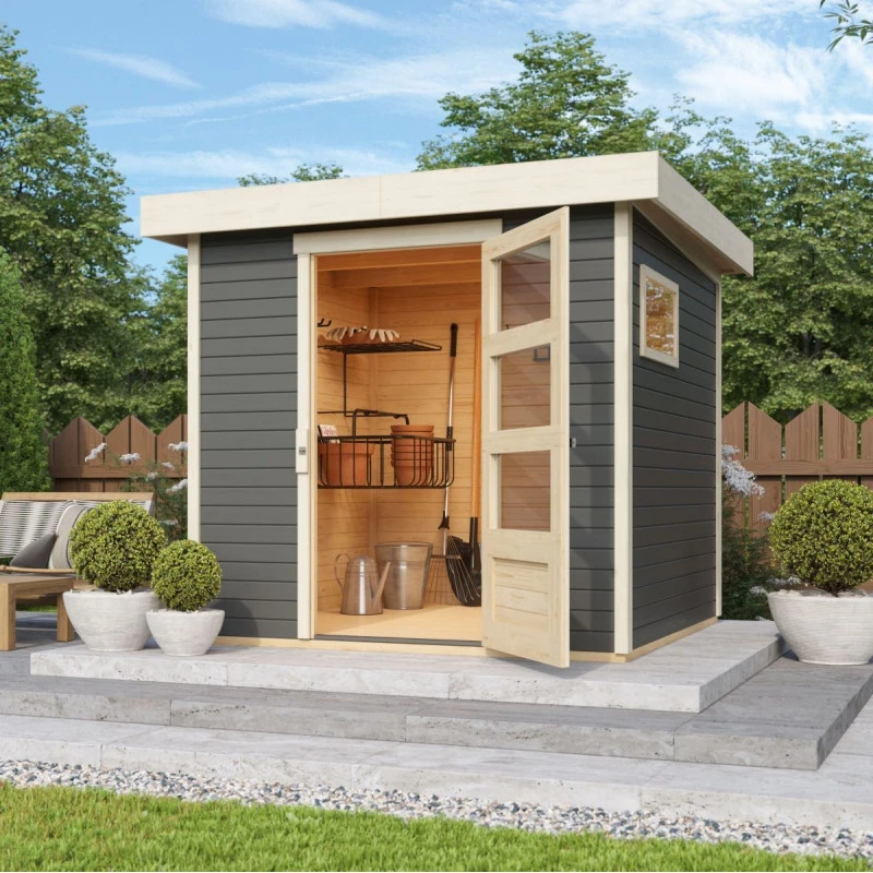 Abri De Jardin En Bois Gris Terre 4,62m² Freiburg 2 - Karibu 3 Abri De Jardin En Bois Gris Terre 4,62m² Freiburg 2 - Karibu