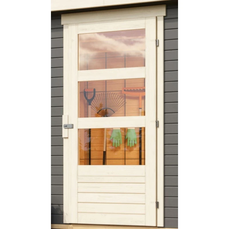 Abri De Jardin En Bois Gris Terre 5,25m² Avec Appentis De 2,80 M Freiburg 3 - Karibu 8 Abri De Jardin En Bois Gris Terre 5,25m² Avec Appentis De 2,80 M Freiburg 3 - Karibu – Image 6