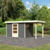 Abri De Jardin En Bois Gris Terre 6,55m² Avec Appentis De 1,50 M Freiburg 4 - Karibu -Boutique De Jardin abri de jardin en bois gris terre 655m avec appentis de 150 m freiburg 4 karibu