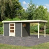 Abri De Jardin En Bois Gris Terre 6,55m² Avec Appentis De 2,40 M Freiburg 4 - Karibu -Boutique De Jardin abri de jardin en bois gris terre 655m avec appentis de 240 m freiburg 4 karibu