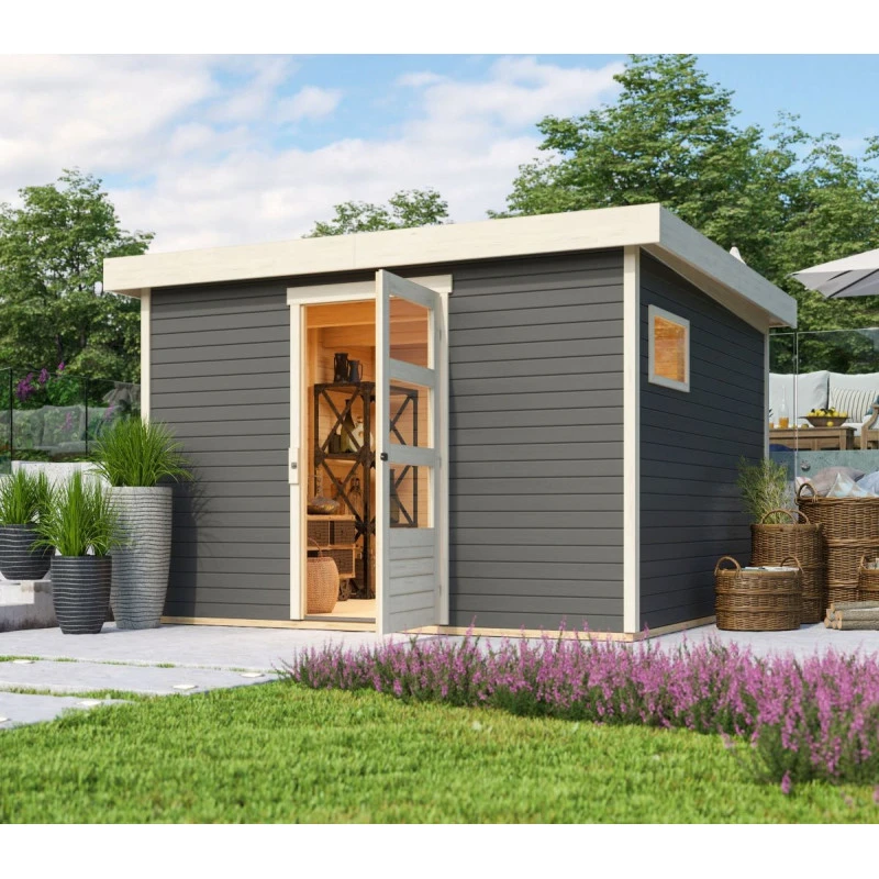 Abri De Jardin En Bois Gris Terre 9,24m² Freiburg 6 - Karibu 3 Abri De Jardin En Bois Gris Terre 9,24m² Freiburg 6 - Karibu