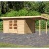 Abri De Jardin En Bois Massif 10,60m² Bastrup 7 Avec Appentis 200cm – Karibu -Boutique De Jardin abri de jardin en bois massif 1060m bastrup 7 avec appentis 200cm woodfeeling