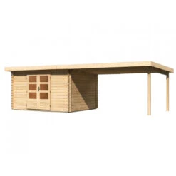Abri De Jardin En Bois Massif 10,60m² Bastrup 7 Avec Appentis 400cm – Karibu -Boutique De Jardin abri de jardin en bois massif 1060m bastrup 7 avec appentis 400cm woodfeeling 3