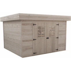 Abri De Jardin En Bois Massif 11,36m² Monopente – Madriers 28mm – Toiture En Bac Acier – Habrita