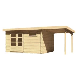 Abri De Jardin En Bois Massif 11,49m² Bastrup 8 Avec Appentis 200cm – Karibu -Boutique De Jardin abri de jardin en bois massif 1149m bastrup 8 avec appentis 200cm woodfeeling 2