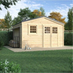 Abri De Jardin En Bois Massif 14m² SHELTY + – Madriers 28mm – Toiture En Acier – Forest Style