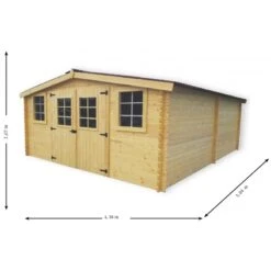 Abri De Jardin En Bois Massif 20m² – Madriers 28mm - Habrita -Boutique De Jardin abri de jardin en bois massif 20m madriers 28mm 2