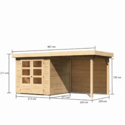 Abri De Jardin En Bois Massif 4,62m² Askola 2 Avec Appentis 240cm Et Paroi Arrière – Karibu -Boutique De Jardin abri de jardin en bois massif 462m askola 2 avec appentis 240cm et paroi arriere woodfeeling 1