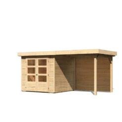 Abri De Jardin En Bois Massif 4,62m² Askola 2 Avec Appentis 240cm Et Paroi Arrière – Karibu -Boutique De Jardin abri de jardin en bois massif 462m askola 2 avec appentis 240cm et paroi arriere woodfeeling 2