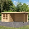 Abri De Jardin En Bois Massif 4,62m² Askola 2 Avec Appentis 280cm Et Paroi Arrière – Karibu -Boutique De Jardin abri de jardin en bois massif 462m askola 2 avec appentis 280cm et paroi arriere woodfeeling