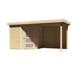 Abri De Jardin En Bois Massif 4,62m² Schwandorf 3 Avec Appentis 240cm Et Paroi Arrière – Karibu -Boutique De Jardin abri de jardin en bois massif 462m schwandorf 3 avec appentis 240cm et paroi arriere woodfeeling 2