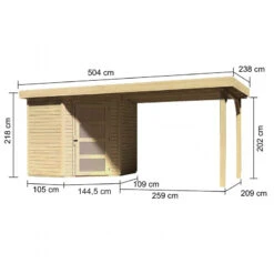 Abri De Jardin En Bois Massif 4,62m² Schwandorf 3 Avec Appentis 280cm – Karibu -Boutique De Jardin abri de jardin en bois massif 462m schwandorf 3 avec appentis 280cm woodfeeling 2