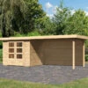 Abri De Jardin En Bois Massif 5,25m² Askola 3 Avec Appentis 280cm Et Paroi Arrière – Karibu -Boutique De Jardin abri de jardin en bois massif 525m askola 3 avec appentis 280cm et paroi arriere woodfeeling