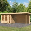 Abri De Jardin En Bois Massif 5,25m² Kerko 3 Avec Appentis 280cm Et Paroi Arrière – Karibu -Boutique De Jardin abri de jardin en bois massif 525m kerko 3 avec appentis 280cm et paroi arriere woodfeeling