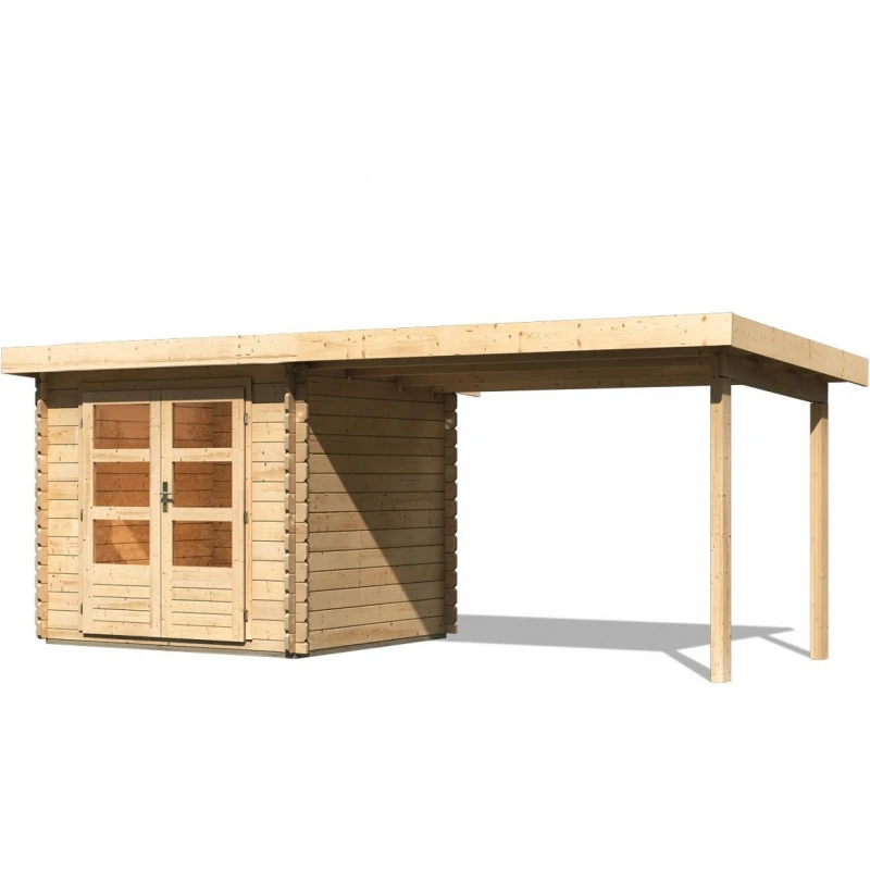 Abri De Jardin En Bois Massif 5,62m² Bastrup 2 Avec Appentis 300cm – Karibu 5 Abri De Jardin En Bois Massif 5,62m² Bastrup 2 Avec Appentis 300cm – Karibu – Image 3