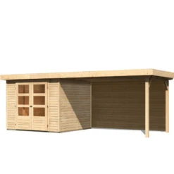Abri De Jardin En Bois Massif 5,95m² Askola 3,5 Avec Appentis 280cm Et Paroi Arrière – Karibu -Boutique De Jardin abri de jardin en bois massif 595m askola 35 avec appentis 280cm et paroi arriere woodfeeling 2